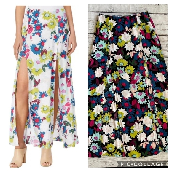 Guess Floral Double Slit Maxi Kloey Skirt Size 2 - Picture 2 of 12